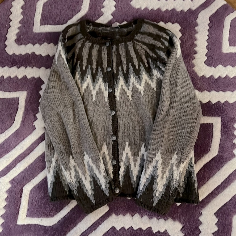 Cozy wool blend Fair Isle cardigan